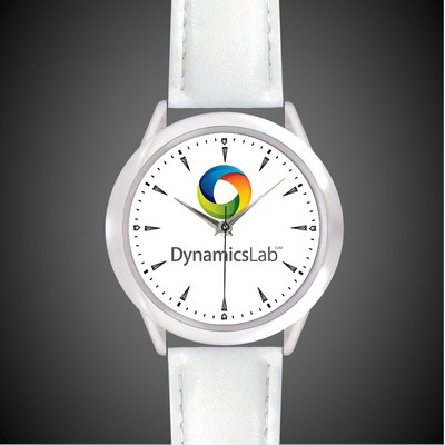Unisex White Leather Band Watch