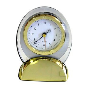 Oval Quartz Movement Alarm Clock w/ Sweep Second Hand (Gold)