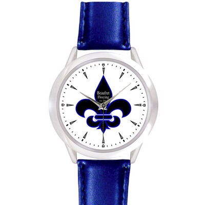 Unisex Royal Blue Leather Band Watch