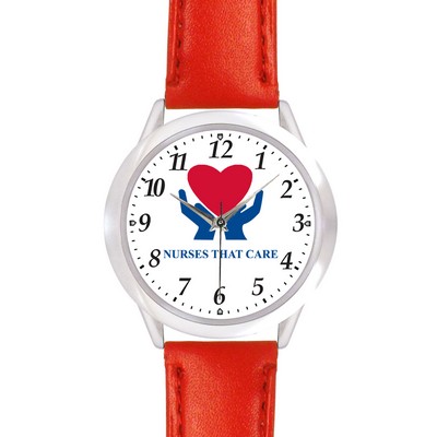 Unisex Red Leather Band Watch
