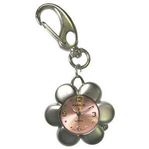 Pink Flower Shape Key Chain Quartz Watch