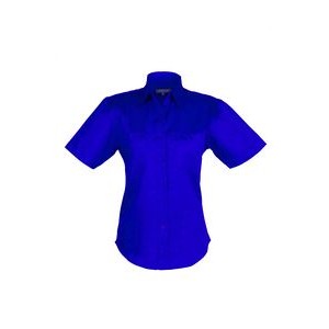 Ladies Cotton Blend Twill Short Sleeve Shirt (Royal Blue) (XS-3XL)