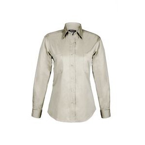 Ladies Cotton Blend Twill Long Sleeve Shirt (Stone) (XS-3XL)