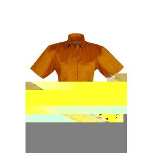 Ladies Cotton Blend Twill Short Sleeve Shirt (ORANGE) (XS-3XL)