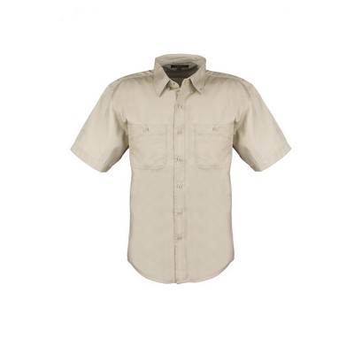 Men's Cotton Blend Twill Short Sleeve Shirt Tall (Stone) (LT-3XLT)