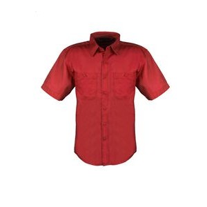 Men's Cotton Blend Twill Short Sleeve Shirt Tall (Red) (LT-3XLT)