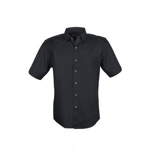 MEN EASY CARE COTTON BLEND DRESS SHIRTS SHORT Sleeve(Black) (S-4XL)