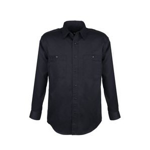 Men's Cotton Blend Twill Long Sleeve Shirts (Black) (XS-5XL)