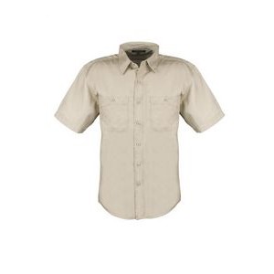 Men's Cotton Blend Twill Short Sleeve Shirt (STONE) (XS-5XL)