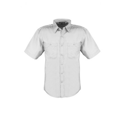 Men's Cotton Blend Twill Short Sleeve Shirt Tall (WHITE) (LT-3XLT)