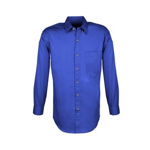 MEN EASY CARE COTTON BLEND DRESS SHIRTS Long Sleeve(Blue) ( S-4XL)