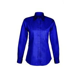 Ladies Cotton Blend Twill Long Sleeve Shirt (Royal Blue) (XS-3XL)
