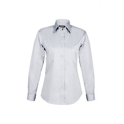 Ladies Cotton Blend Twill Long Sleeve Shirt (WHITE) (XS-3XL)