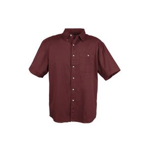 Men's 100% Cotton Twill Short Sleeve Shirt Tall (Mulberry Red) (LT-3XLT)