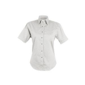 Ladies EASY CARE COTTON BLEND DRESS SHIRTS Short Sleeve(WHITE) (XS-3XL)