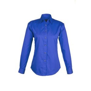 Ladies EASY CARE COTTON BLEND DRESS SHIRTS Short Sleeve(Blue) (XS-3XL)