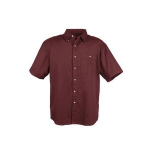 Men's 100% Cotton Twill Short Sleeve Shirt (Mulberry Red) (XS-5XL)
