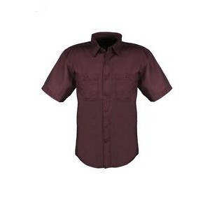 Men's Cotton Blend Twill Short Sleeve Shirt (CHOCOLATE) (XS-5XL)