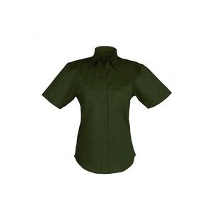 Ladies Cotton Blend Twill Short Sleeve Shirt (GREEN) (XS-3XL)