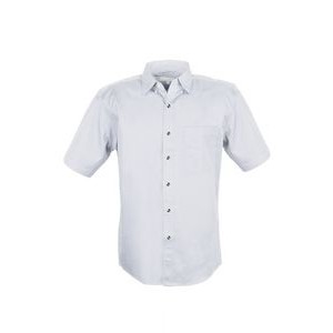 MEN EASY CARE COTTON BLEND DRESS SHIRTS SHORT Sleeve(WHITE) (S-4XL)