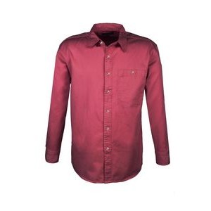 Men's 100% Cotton Twill Long Sleeve Shirt (Mulberry Red) (XS-5XL)