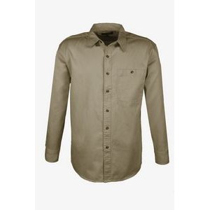 Men's 100% Cotton Twill Long Sleeve Shirt (Beige) (XS-5XL)