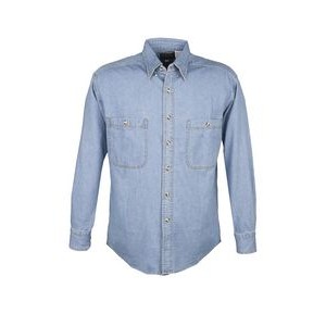 Men's Long Sleeve Gold Top Stitch Denim Shirt (2XS-5XL)