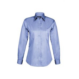 Ladies Cotton Blend Twill Long Sleeve Shirt (Blue) (XS-3XL)