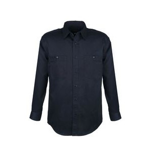 Men's Cotton Blend Twill Long Sleeve Shirts (Navy Blue) (XS-5XL)