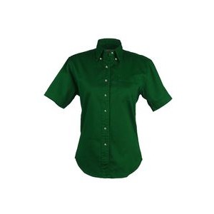 Ladies 100% Cotton Twill Short Sleeve Shirt (GREEN) (XS-2XL)