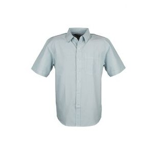 Men's Cotton Blend Oxford Striped Short Sleeve Shirt (Green) (XS-5XL)