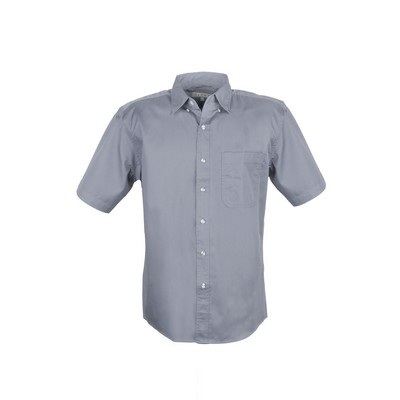 MEN EASY CARE COTTON BLEND DRESS SHIRTS SHORT Sleeve(Grey) (S-4XL)