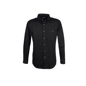 Men's 100% Cotton Twill Long Sleeve Shirt (Black) (XS-5XL)