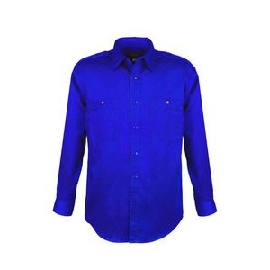 Men's Cotton Blend Twill Long Sleeve Shirts (Royal Blue) (XS-5XL)