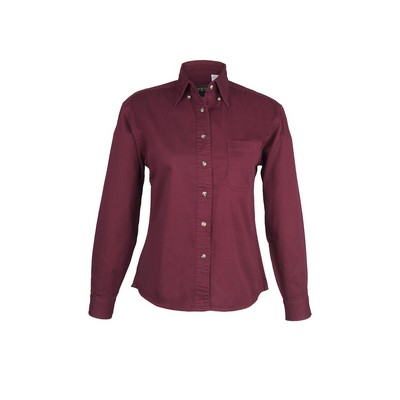 Ladies 100% Cotton Twill Long Sleeve Shirt (Mulberry) (XS-2XL)