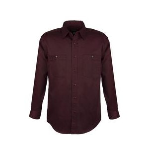 Men's Cotton Blend Twill Long Sleeve Shirts (CHOCOLATE) (XS-5XL)