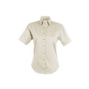 Ladies EASY CARE COTTON BLEND DRESS SHIRTS Short Sleeve(STONE) (XS-3XL)