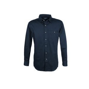 Men's 100% Cotton Twill Long Sleeve Shirt (Navy Blue) (XS-5XL)