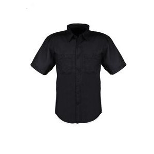 Men's Cotton Blend Twill Short Sleeve Shirt (Black) (XS-5XL)