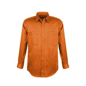 Men's Cotton Blend Twill Long Sleeve Shirts (ORANGE) (XS-5XL)