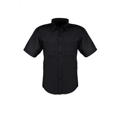 Men's Cotton Blend Twill Short Sleeve Shirt Tall (Black) (LT-3XLT)