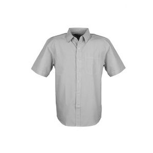 Men's Cotton/ Poly. Cvc Oxford Striped Short Sleeve Shirt (Black) (XS-5XL)
