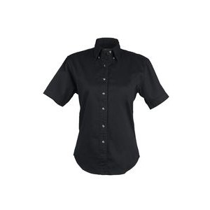 Ladies EASY CARE COTTON BLEND DRESS SHIRTS Short Sleeve(Black) (XS-3XL)