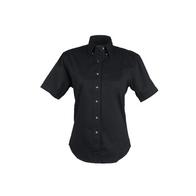 Ladies EASY CARE COTTON BLEND DRESS SHIRTS Short Sleeve(Black) (XS-3XL)