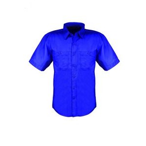 Men's Cotton Blend Twill Short Sleeve Shirt (ROYAL) (XS-5XL)