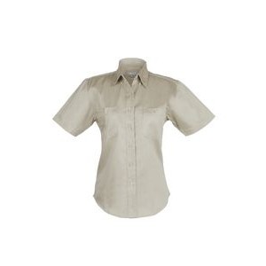 Ladies Cotton Blend Twill Short Sleeve Shirt (Stone) (XS-3XL)