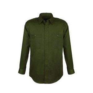 Men's Cotton Blend Twill Long Sleeve Shirts (GREEN) (XS-5XL)