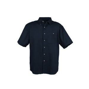 Men's 100% Cotton Twill Short Sleeve Shirt Tall (Navy Blue) (LT-3XLT)