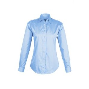 LADIES EASY CARE COTTON BLEND DRESS SHIRTS Long Sleeve(POWDER BLUE) (XS-3XL)