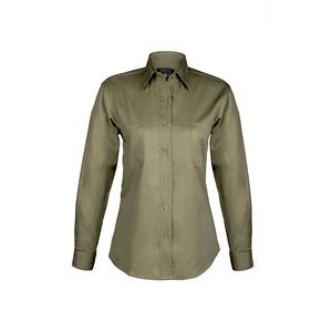 Ladies Cotton Blend Twill Long Sleeve Shirt (Beige) (XS-3XL)
